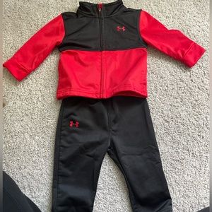 Black and red boys 6- 9 month under armor matching tracksuit